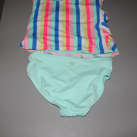 Multi Color 2 Pcs Justice Tankini Swimsuit Size 14 - Picture 5 of 10